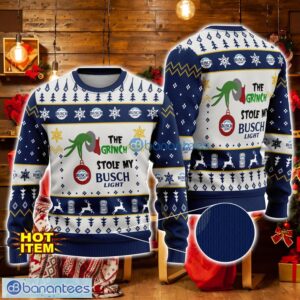 Grinch Stole Busch Light AOP Ugly Christmas Sweater Christmas Gift Gift For Family Product Photo 1