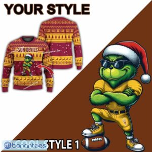 NCAA Arizona State Sun Devils Grinch Football Ugly Sweater Gift For Christmas - NCAA Arizona State Sun Devils New Grinch Ugly Christmas Sweater Photo 2