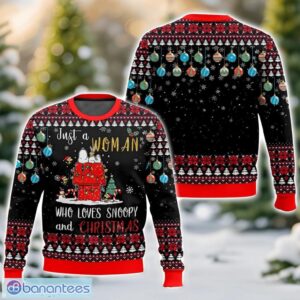 Just a woman who loves Snoopy and Christmas – Snoopy Ugly Christmas Sweater 3D All Printed Sweater Christmas Gift Product Photo 1