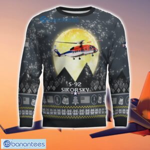 Sikorsky S-92 S92 3D Aircraft Moonlight Grey Ugly Christmas Sweater For Fans Product Photo 2