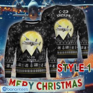 Aircraft Moonight C-23 Sherpa C23 Ugly Xmas Sweater AOP Gift Holidays - C-23 Sherpa C23 Aircraft Moonlight Ugly Christmas Sweater_6
