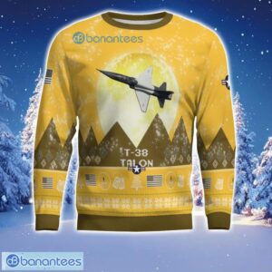 T-38 Talon T38 Aircraft Moonlight 3D Print Ugly Christmas Sweater Christmas Gift Yellow Color Sweater Product Photo 2