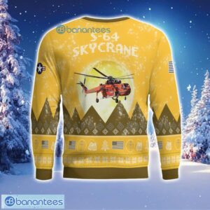 S-64 Skycrane S64 Aircraft Moonlight 3D Print Ugly Christmas Sweater Christmas Gift Yellow Color Sweater Product Photo 3