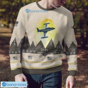 T-33 Shooting Star T33 All Printed Aircraft Moonlight Ugly Christmas Sweater Product Photo 4
