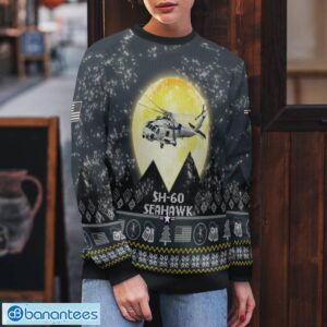 SH-60 Seahawk SH60 3D Aircraft Moonlight Grey Ugly Christmas Sweater For Fans Product Photo 5