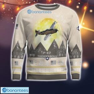 P-47 Thunderbolt P47 All Printed Aircraft Moonlight Ugly Christmas Sweater Product Photo 2
