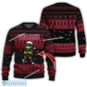 NCAA Troy Trojans Player Grinch Ugly Xmas Sweater Gift Holidays - NCAA Troy Trojans New Grinch Ugly Christmas Sweater Photo 1