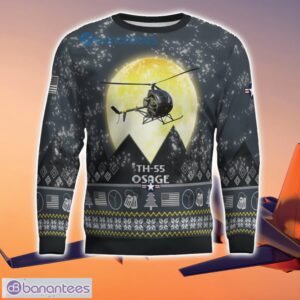 TH-55 Osage TH55 3D Aircraft Moonlight Grey Ugly Christmas Sweater For Fans Product Photo 2