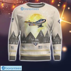 F-86 Sabre F86 All Printed Aircraft Moonlight Ugly Christmas Sweater Christmas Gift Product Photo 2