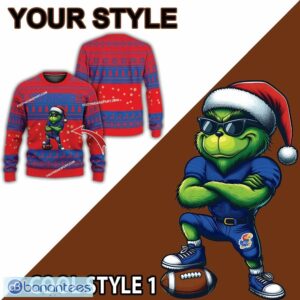 NCAA Kansas Jayhawks Player Grinch Ugly Xmas Sweater AOP Gift Holidays - NCAA Kansas Jayhawks New Grinch Ugly Christmas Sweater Photo 2