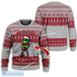 NCAA Massachusetts Minutemen Player Grinch Ugly Xmas Sweater Gift Holidays - NCAA Massachusetts Minutemen New Grinch Ugly Christmas Sweater Photo 1