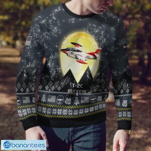 T-2C Buckeye T2C 3D Aircraft Moonlight Grey Ugly Christmas Sweater For Fans Product Photo 4
