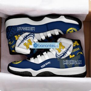 Michigan Wolverines Air Jordan 11 Sneakers Custom Name Special Shoes For Fans Product Photo 2