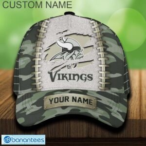 Minnesota Vikings 3D Hat And Cap Beach Design Camo Green For Fans Gift Custom Name - Minnesota Vikings 3D Hat And Cap Camo_1