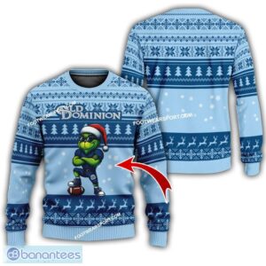NCAA Old Dominion Monarchs Grinch Style Ugly Christmas Sweater Gift For Adult - NCAA Old Dominion Monarchs New Grinch Ugly Christmas Sweater Photo 1