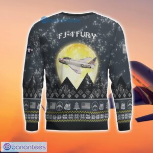 North American FJ-4 Fury FJ4 3D Aircraft Moonlight Grey Ugly Christmas Sweater For Fans Product Photo 3