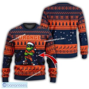 NCAA Syracuse Orange Grinch Football Ugly Sweater AOP Gift For Christmas - NCAA Syracuse Orange New Grinch Ugly Christmas Sweater Photo 1