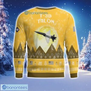 T-38 Talon T38 Aircraft Moonlight 3D Print Ugly Christmas Sweater Christmas Gift Yellow Color Sweater Product Photo 3