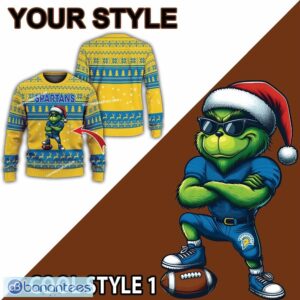 NCAA San Jose State Spartans Player Grinch Ugly Xmas Sweater Gift Holidays - NCAA San Jose State Spartans New Grinch Ugly Christmas Sweater Photo 2