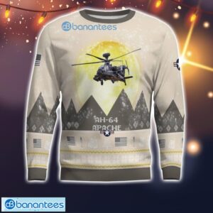 AH-64 Apache AH64 All Printed Aircraft Moonlight Ugly Christmas Sweater Christmas Gift Product Photo 2