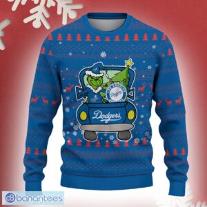 Los Angeles Dodgers Grinch Driving Funny 3D Ugly Christmas Sweater For Men Women - Los Angeles Dodgers Christmas Sweater Grinch Driving Photo 2