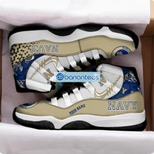 Navy Midshipmen Air Jordan 11 Sneakers Custom Name Special Shoes For Fans Product Photo 2