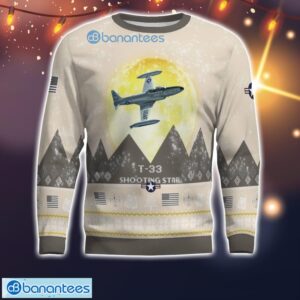 T-33 Shooting Star T33 All Printed Aircraft Moonlight Ugly Christmas Sweater Product Photo 2