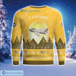 North American FJ-4 Fury FJ4 Aircraft Moonlight 3D Print Ugly Christmas Sweater Christmas Gift Yellow Color Sweater Product Photo 3