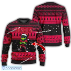 NCAA Northern Illinois Huskies New Grinch Ugly Christmas Sweater AOP Gift For Men And Women - NCAA Northern Illinois Huskies New Grinch Ugly Christmas Sweater Photo 1