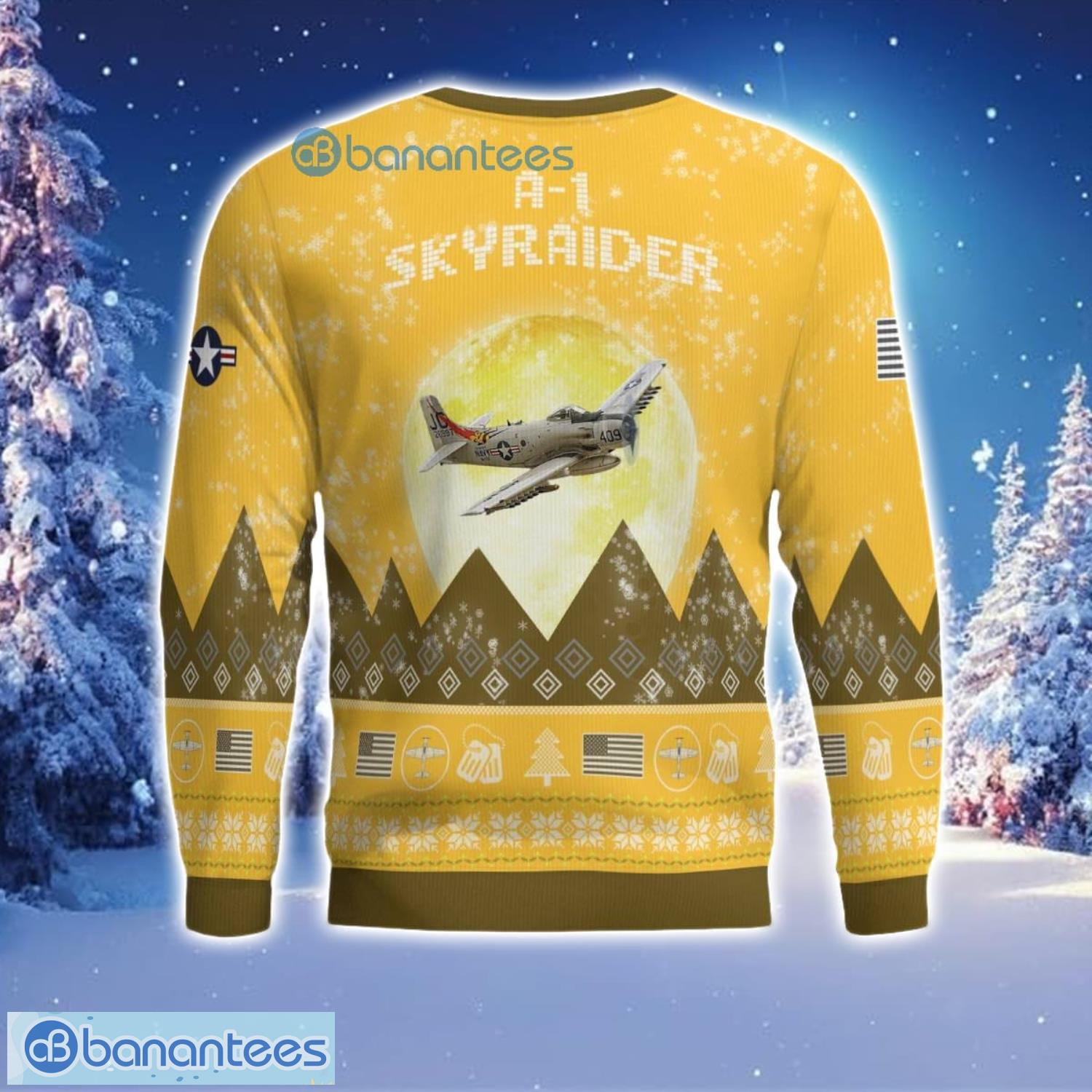 a 1 skyraider a1 aircraft moonlight 3d print ugly christmas sweater christmas gift yellow color sweater 1 image A-1 Skyraider A1 Aircraft Moonlight 3D Print Ugly Christmas Sweater Christmas Gift Yellow Color Sweater Product Photo 2