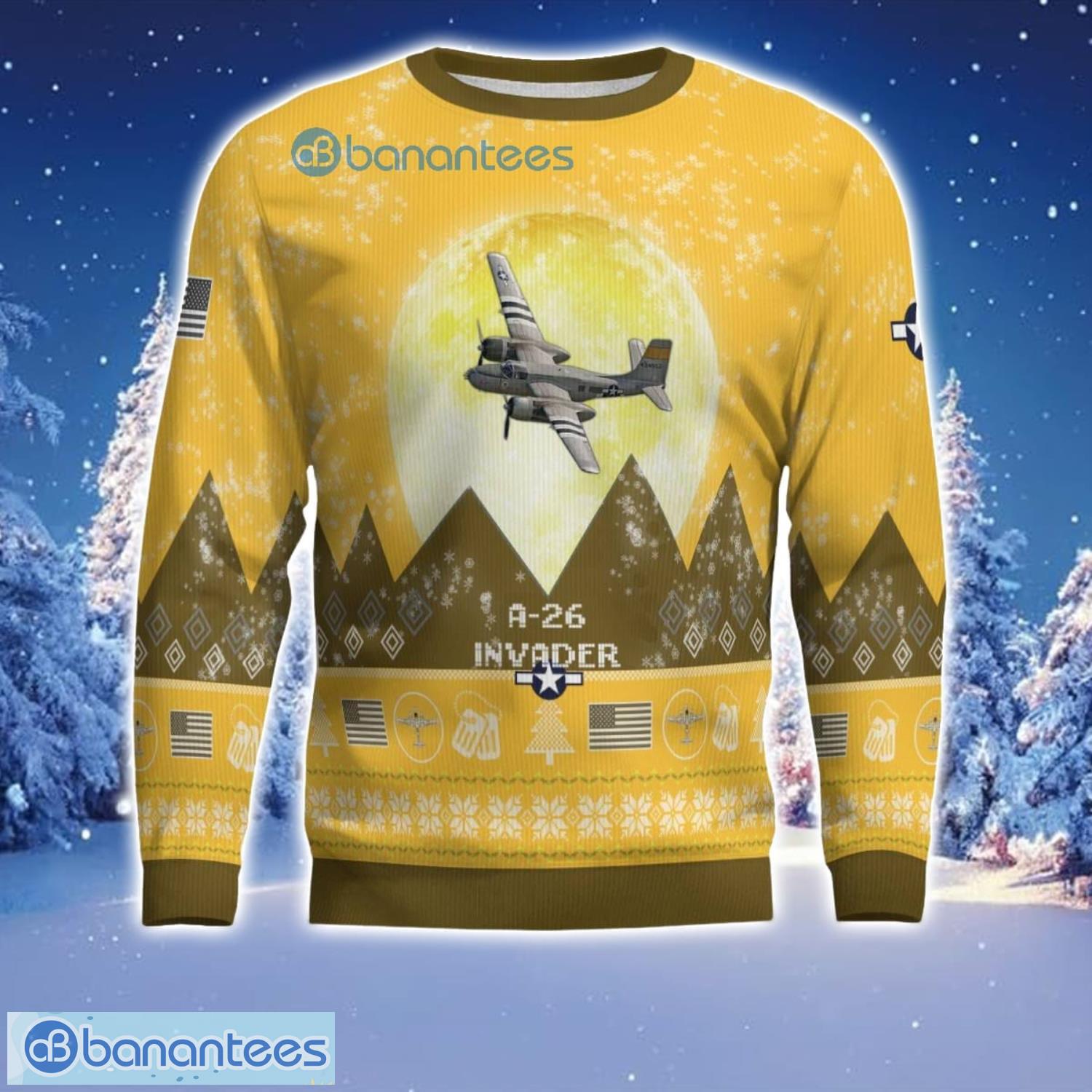 a 26 invader a26 aircraft moonlight 3d print ugly christmas sweater christmas gift yellow color sweater 1 image A-26 Invader A26 Aircraft Moonlight 3D Print Ugly Christmas Sweater Christmas Gift Yellow Color Sweater Product Photo 2