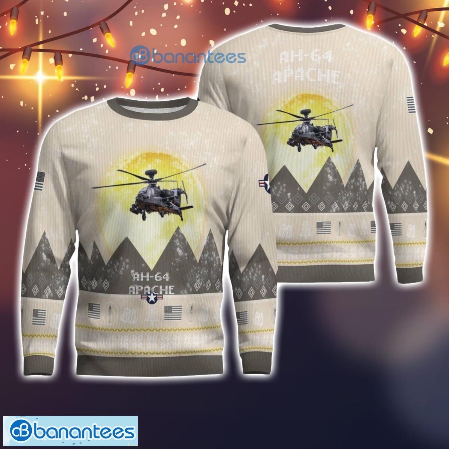 ah 64 apache ah64 all printed aircraft moonlight ugly christmas sweater christmas gift image AH-64 Apache AH64 All Printed Aircraft Moonlight Ugly Christmas Sweater Christmas Gift Product Photo 1