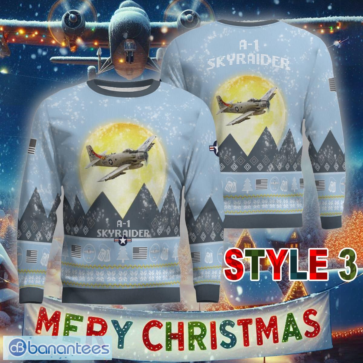 aircraft moonight a 1 skyraider a1 ugly christmas 3d sweater gift for men and women 1 image Aircraft Moonight A-1 Skyraider A1 Ugly Christmas 3D Sweater Gift For Men And Women - A-1 Skyraider A1 Aircraft Moonlight Ugly Christmas Sweater_31