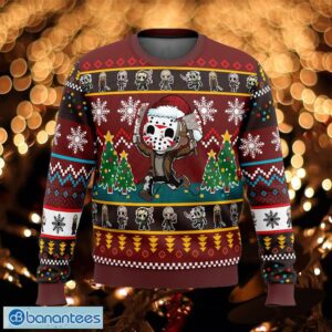 Cute Jason Friday the 13th Blizzard Ugly Christmas Sweater Gift For Men And Women - Cute Jason Friday the 13th Ugly Christmas Sweater Photo_1