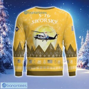 Sikorsky S-76 S76 Aircraft Moonlight 3D Print Ugly Christmas Sweater Christmas Gift Yellow Color Sweater Product Photo 3