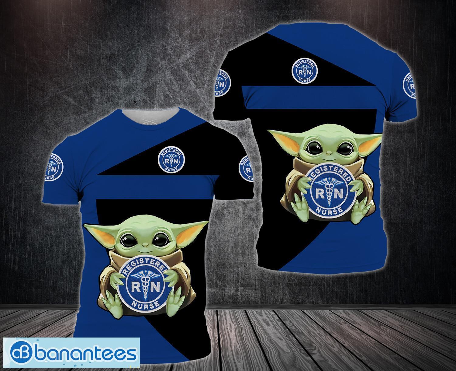 baby yoda registered nurses 3d full printing team 3d t shirt image Baby Yoda Registered nurses 3D Full Printing Team 3D T-Shirt Product Photo 1