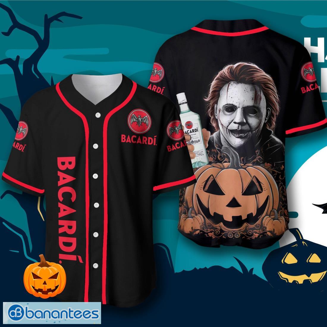 bacardi michael myers halloween costume baseball jersey mens womens sizes image Bacardi Michael Myers Halloween Costume Baseball Jersey – Men’s & Women’s Sizes Product Photo 1