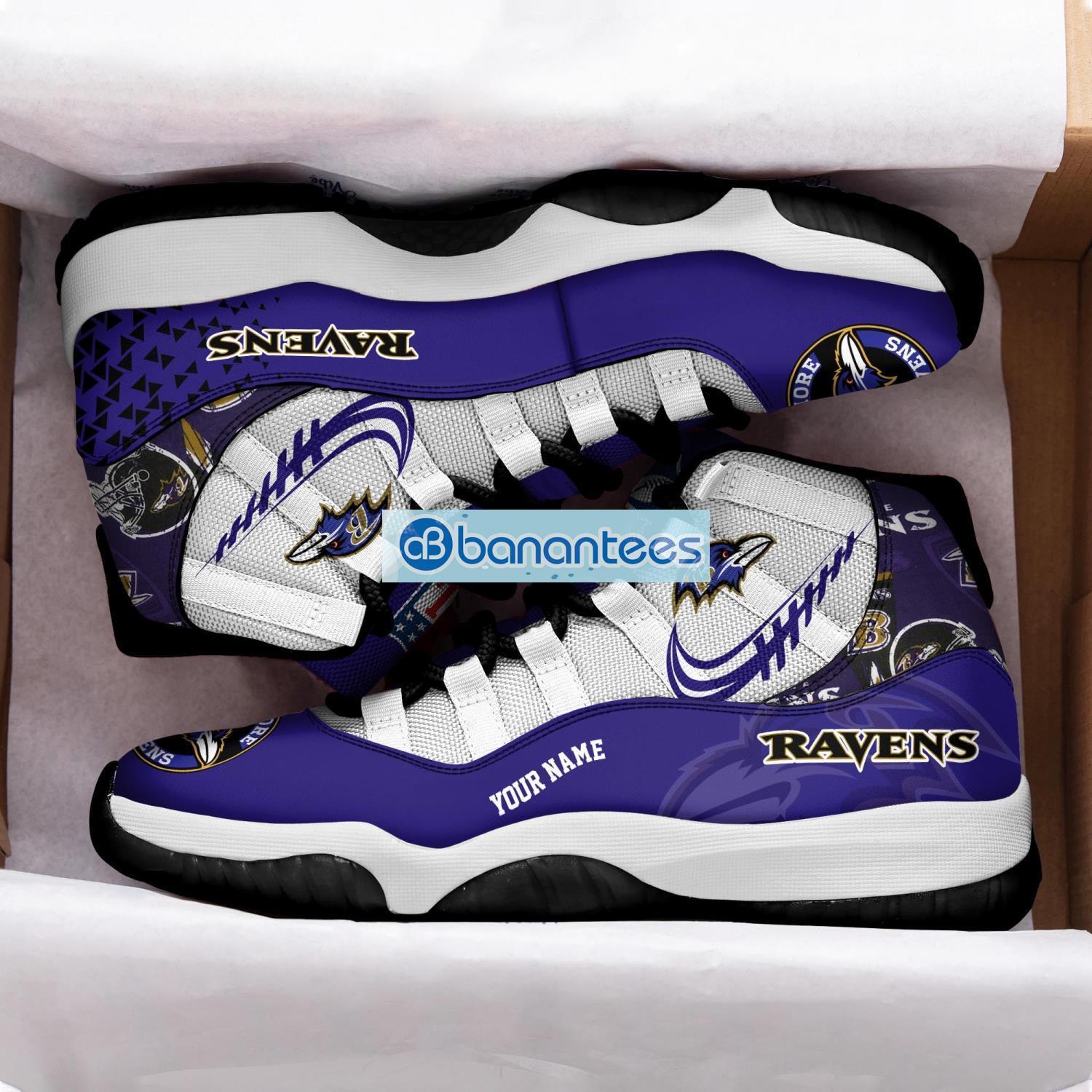 baltimore ravens air jordan 11 sneakers custom name special shoes for fans 1 image Baltimore Ravens Air Jordan 11 Sneakers Custom Name Special Shoes For Fans Product Photo 2