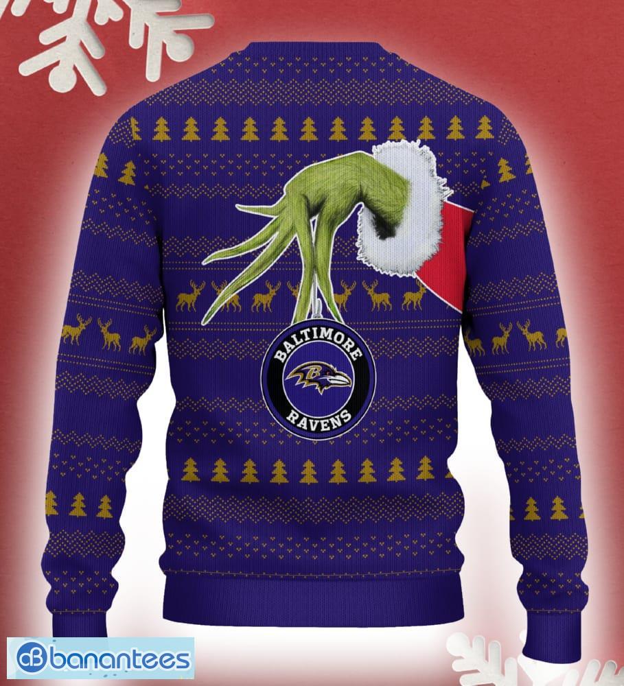 baltimore ravens grinch driving funny 3d ugly christmas sweater for men women 1 image Baltimore Ravens Grinch Driving Funny 3D Ugly Christmas Sweater For Men Women - Baltimore Ravens Christmas Sweater Grinch Driving Photo 3