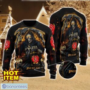 Jim Beam Death Halloween All Over Print Sweater Halloween Gift For men And Women Product Photo 1