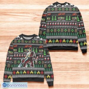 Evil Dead Movie Santa &amp Snowflake Pattern Ugly Christmas Sweater Black Product Photo 1