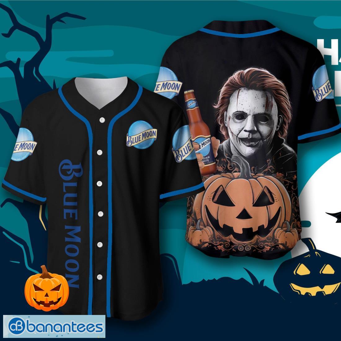 blue moon michael myers halloween costume baseball jersey mens womens sizes image Blue Moon Michael Myers Halloween Costume Baseball Jersey – Men’s & Women’s Sizes Product Photo 1