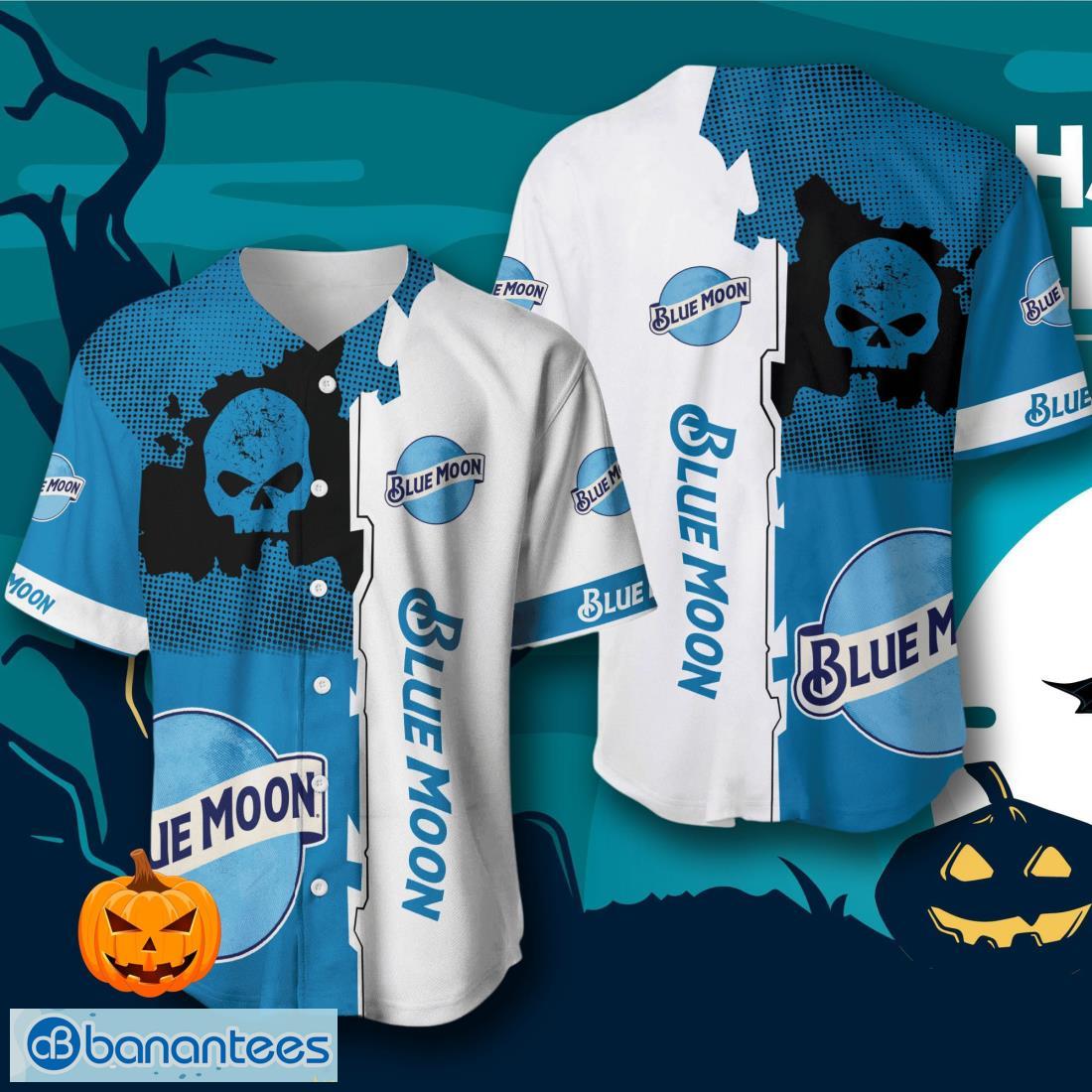 blue moon skull baseball jersey mens womens sizes image Blue Moon Skull Baseball Jersey – Men’s & Women’s Sizes Product Photo 1
