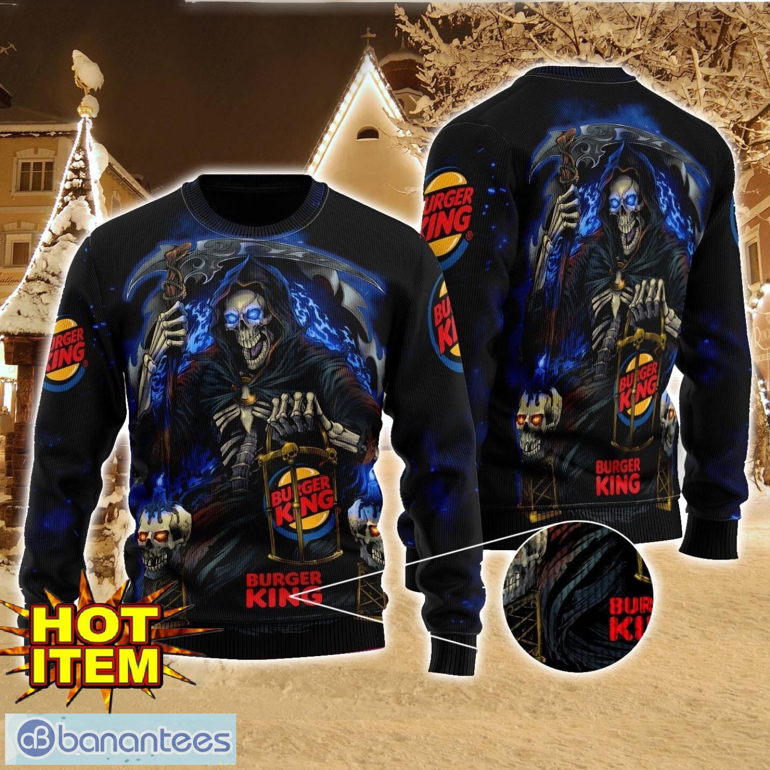 burger king death halloween all over print sweater halloween gift for men and women image Burger King Death Halloween All Over Print Sweater Halloween Gift For men And Women Product Photo 1