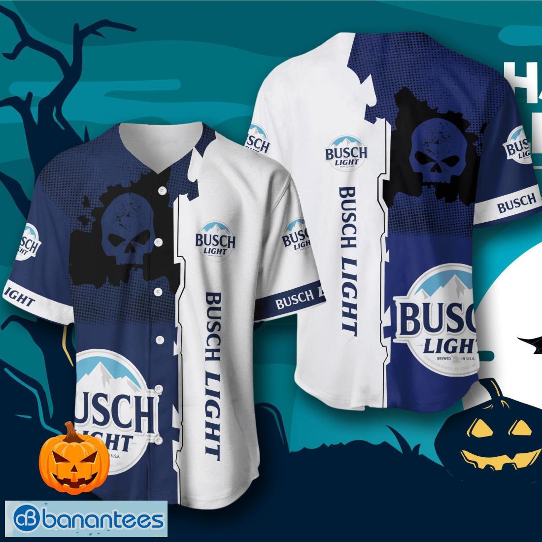 busch light skull baseball jersey mens womens sizes image Busch Light Skull Baseball Jersey – Men’s & Women’s Sizes Product Photo 1