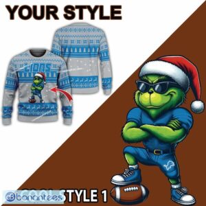 NFL Detroit Lions Grinch Style Ugly Christmas 3D Sweater Gift For Adult - NFL Detroit Lions New Grinch Ugly Christmas Sweater Photo 2