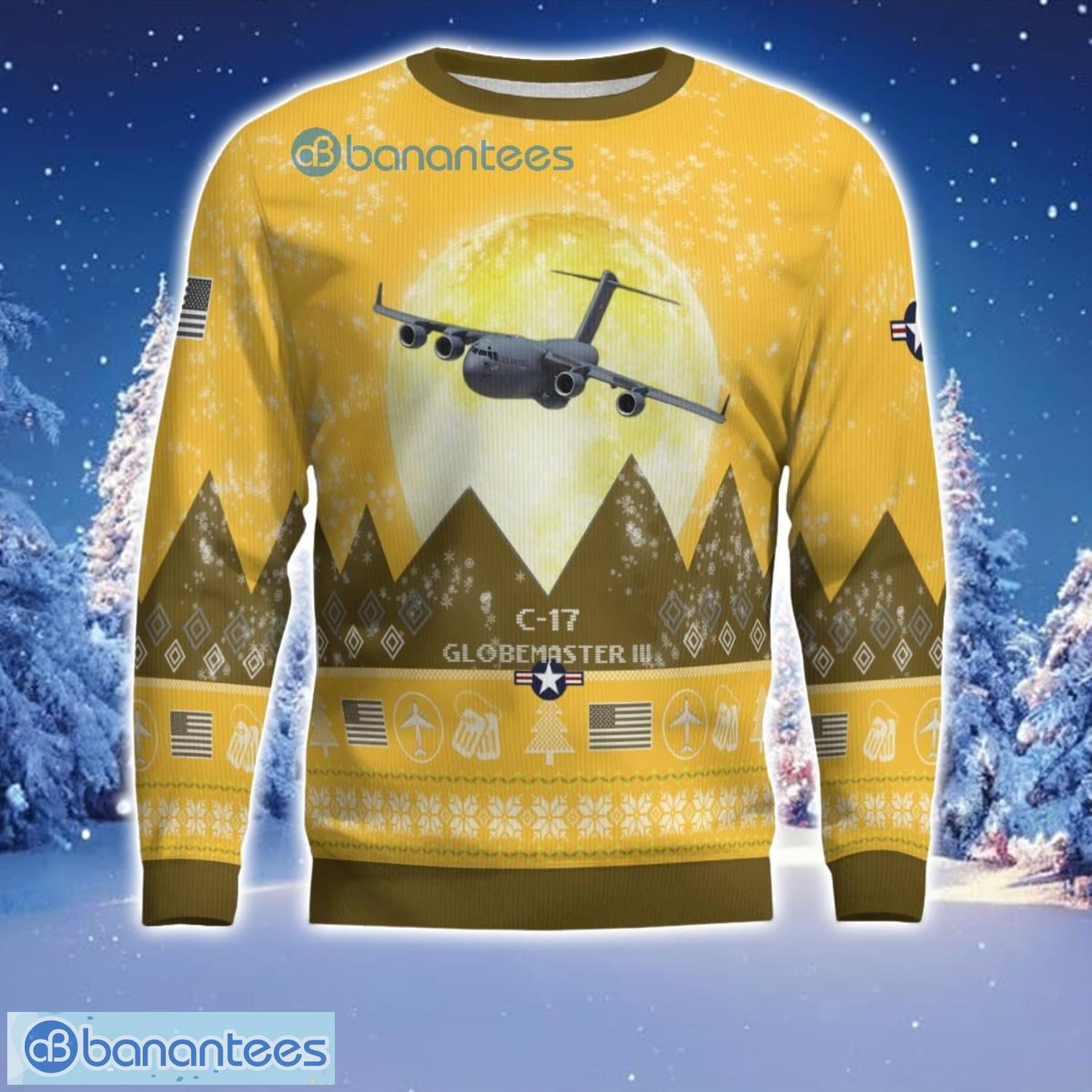 c 17 globemaster iii c17 aircraft moonlight 3d print ugly christmas sweater christmas gift yellow color sweater 1 image C-17 Globemaster III C17 Aircraft Moonlight 3D Print Ugly Christmas Sweater Christmas Gift Yellow Color Sweater Product Photo 2
