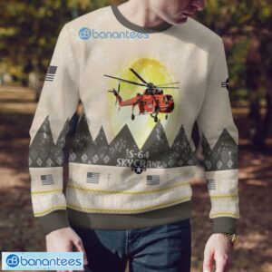 S-64 Skycrane S64 All Printed Aircraft Moonlight Ugly Christmas Sweater Product Photo 4