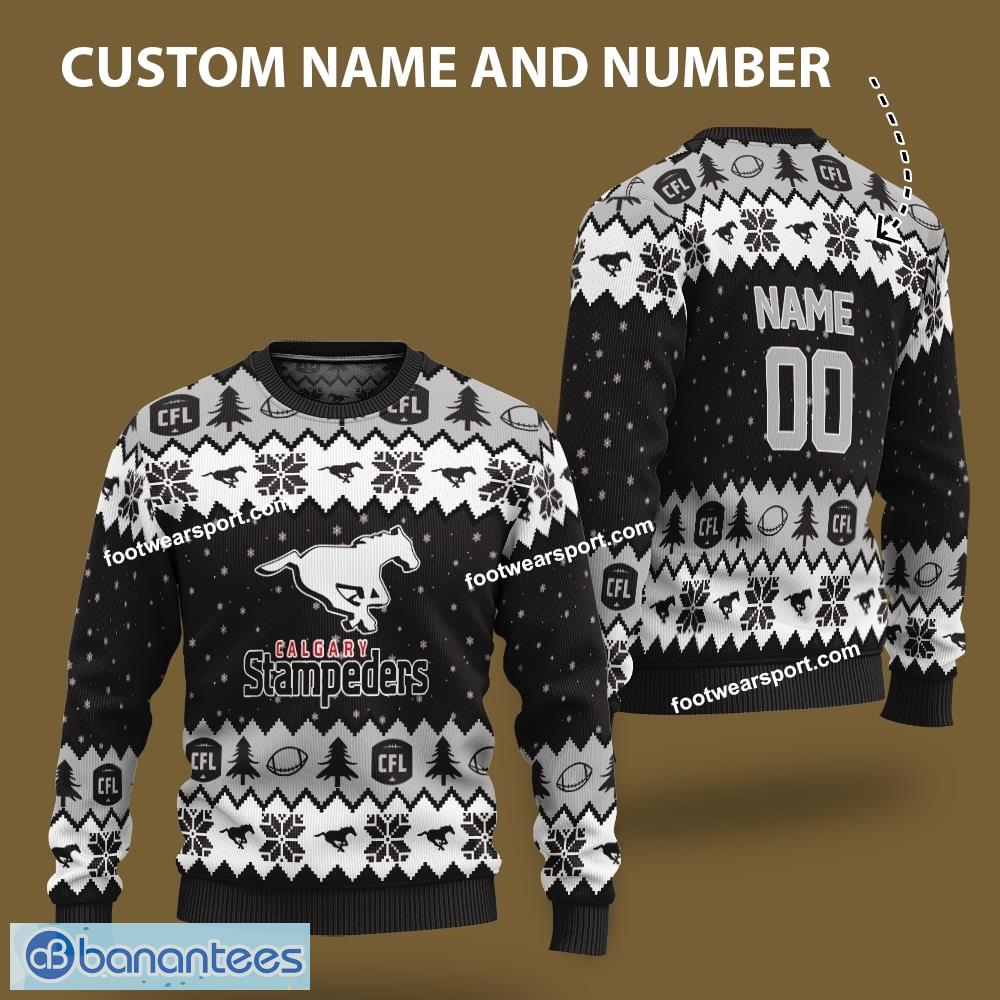 calgary stampeders custom number and name logo ugly christmas 3d sweater gift for adult image Calgary Stampeders Custom Number And Name Logo Ugly Christmas 3D Sweater Gift For Adult - Calgary Stampeders Custom Number And Name Logo Ugly Christmas 3D Sweater Gift For Adult