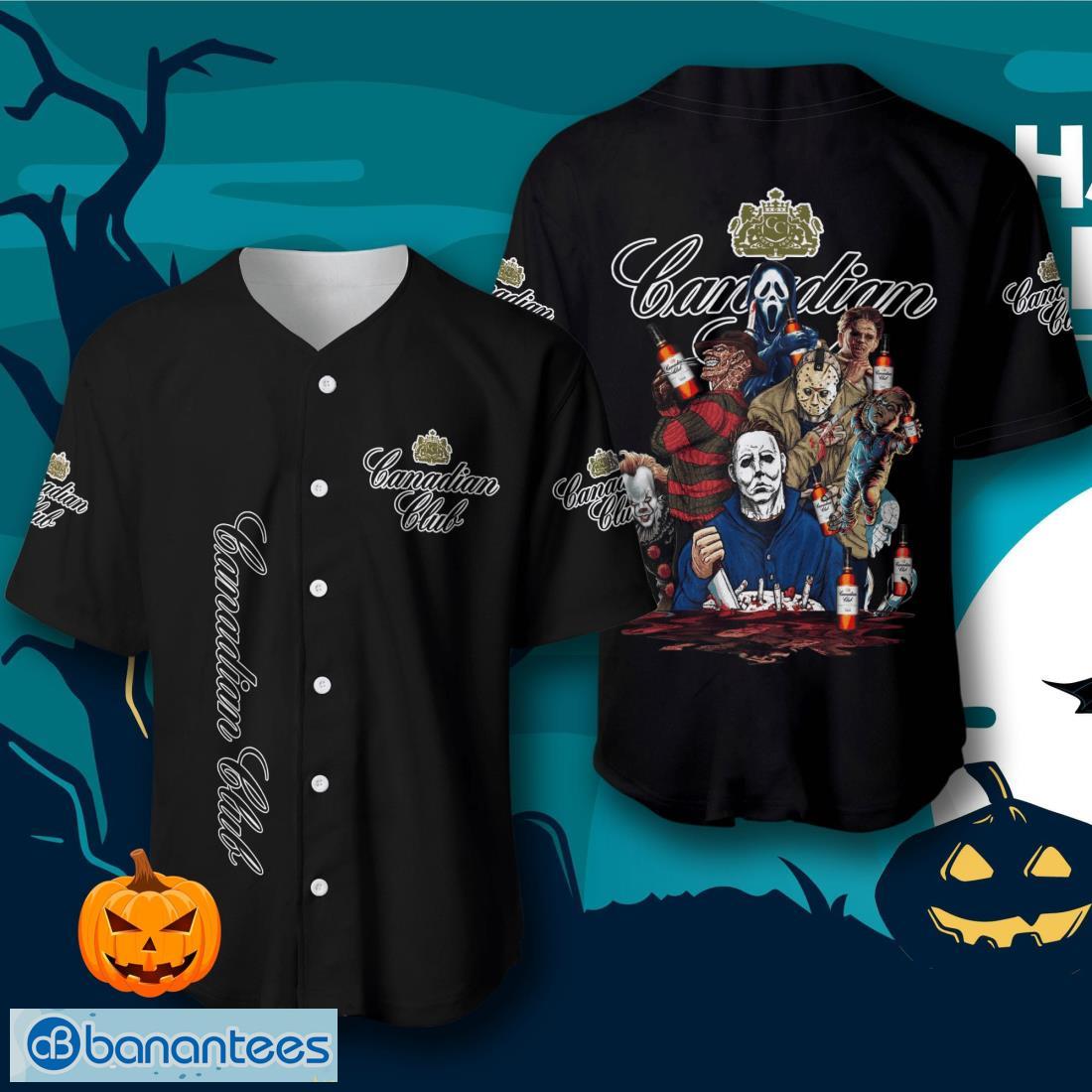 canadian club halloween horror characters baseball jersey mens womens sizes image Canadian Club Halloween Horror Characters Baseball Jersey – Men’s & Women’s Sizes Product Photo 1